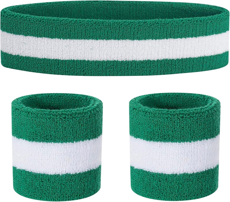 FACATH Sweatbands Headband and Wrist Set, Cotton Sweat Band for Athletic Men and Women, Sweatbands Sports Headbands for Working Out, Running, Basketball, Tennis, Yoga - Image 1